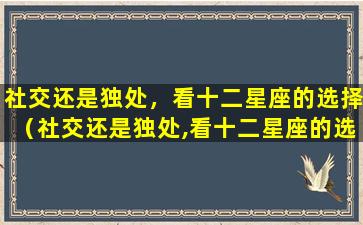 社交还是独处，看十二星座的选择（社交还是独处,看十二星座的选择）