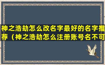 神之浩劫怎么改名字最好的名字推荐（神之浩劫怎么注册账号名不可用）