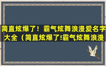 简直炫爆了！霸气炫舞浪漫爱名字大全（简直炫爆了!霸气炫舞浪漫爱名字大全）