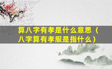 算八字有孝是什么意思（八字算有孝服是指什么）