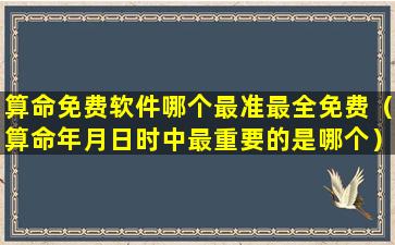 算命免费软件哪个最准最全免费（算命年月日时中最重要的是哪个）