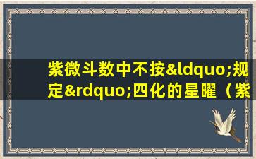 紫微斗数中不按“规定”四化的星曜（紫微斗数怎样看四化入什么宫）