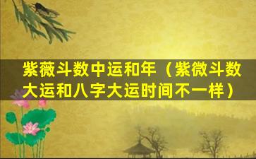 紫薇斗数中运和年（紫微斗数大运和八字大运时间不一样）