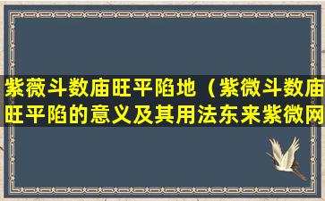 紫薇斗数庙旺平陷地（紫微斗数庙旺平陷的意义及其用法东来紫微网）