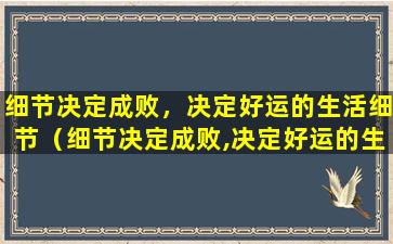 细节决定成败，决定好运的生活细节（细节决定成败,决定好运的生活细节）