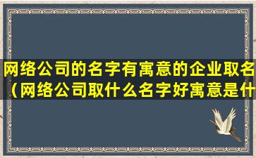 网络公司的名字有寓意的企业取名（网络公司取什么名字好寓意是什么）