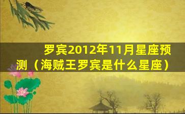 罗宾2012年11月星座预测（海贼王罗宾是什么星座）