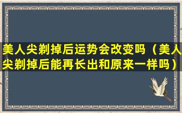 美人尖剃掉后运势会改变吗（美人尖剃掉后能再长出和原来一样吗）