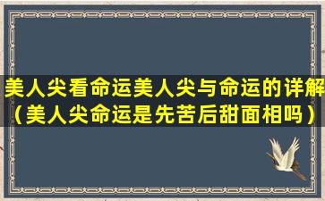 美人尖看命运美人尖与命运的详解（美人尖命运是先苦后甜面相吗）