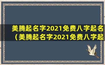 美腾起名字2021免费八字起名（美腾起名字2021免费八字起名大全）