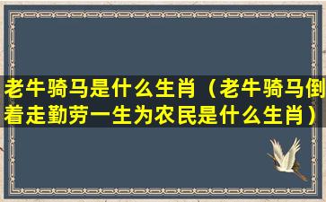 老牛骑马是什么生肖（老牛骑马倒着走勤劳一生为农民是什么生肖）