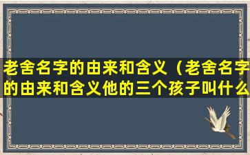 老舍名字的由来和含义（老舍名字的由来和含义他的三个孩子叫什么名字）