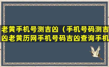 老黄手机号测吉凶（手机号码测吉凶老黄历网手机号码吉凶查询手机号码）