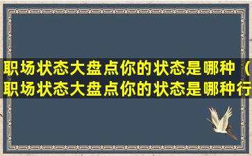 职场状态大盘点你的状态是哪种（职场状态大盘点你的状态是哪种行为）