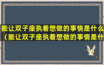 能让双子座执着想做的事情是什么（能让双子座执着想做的事情是什么心理）