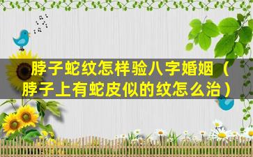 脖子蛇纹怎样验八字婚姻（脖子上有蛇皮似的纹怎么治）