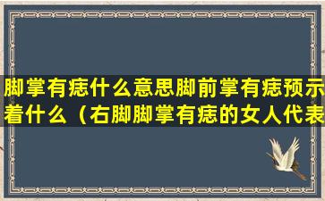 脚掌有痣什么意思脚前掌有痣预示着什么（右脚脚掌有痣的女人代表什么）