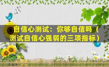 自信心测试：你够自信吗（测试自信心强弱的三项指标）