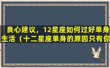 良心建议，12星座如何过好单身生活（十二星座单身的原因只有你想不到上一集）