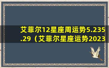 艾菲尔12星座周运势5.235.29（艾菲尔星座运势2023）