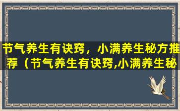 节气养生有诀窍，小满养生秘方推荐（节气养生有诀窍,小满养生秘方推荐）