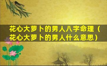 花心大萝卜的男人八字命理（花心大萝卜的男人什么意思）