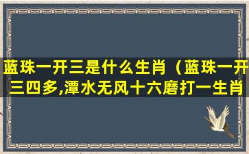 蓝珠一开三是什么生肖（蓝珠一开三四多,潭水无风十六磨打一生肖）