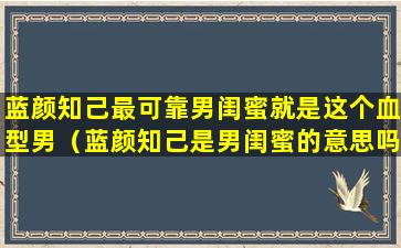 蓝颜知己最可靠男闺蜜就是这个血型男（蓝颜知己是男闺蜜的意思吗）