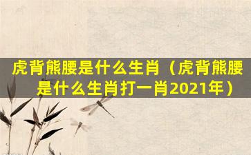 虎背熊腰是什么生肖（虎背熊腰是什么生肖打一肖2021年）