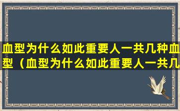 血型为什么如此重要人一共几种血型（血型为什么如此重要人一共几种血型呢）