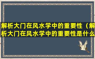 解析大门在风水学中的重要性（解析大门在风水学中的重要性是什么）