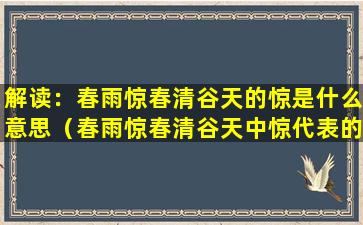 解读：春雨惊春清谷天的惊是什么意思（春雨惊春清谷天中惊代表的节气是什么）