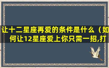 让十二星座再爱的条件是什么（如何让12星座爱上你只需一招,打动他的心!）