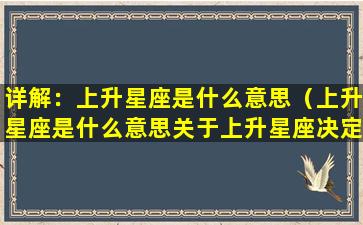 详解：上升星座是什么意思（上升星座是什么意思关于上升星座决定什么）