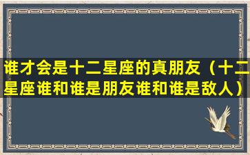 谁才会是十二星座的真朋友（十二星座谁和谁是朋友谁和谁是敌人）