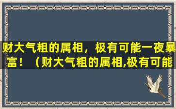 财大气粗的属相，极有可能一夜暴富！（财大气粗的属相,极有可能一夜暴富!）