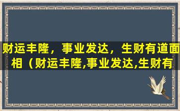 财运丰隆，事业发达，生财有道面相（财运丰隆,事业发达,生财有道面相）