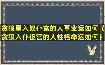 贪狼星入奴仆宫的人事业运如何（贪狼入仆役宫的人性格命运如何）