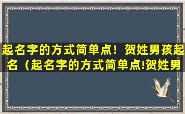 起名字的方式简单点！贺姓男孩起名（起名字的方式简单点!贺姓男孩起名）