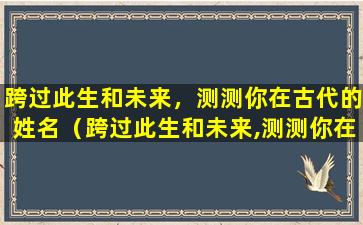 跨过此生和未来，测测你在古代的姓名（跨过此生和未来,测测你在古代的姓名）