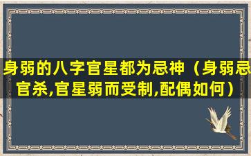 身弱的八字官星都为忌神（身弱忌官杀,官星弱而受制,配偶如何）