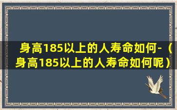 身高185以上的人寿命如何-（身高185以上的人寿命如何呢）