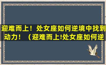 迎难而上！处女座如何逆境中找到动力！（迎难而上!处女座如何逆境中找到动力!）