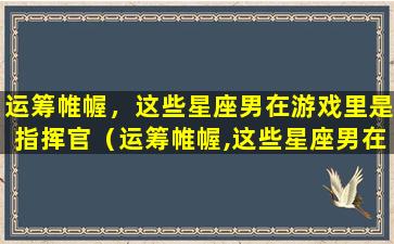 运筹帷幄，这些星座男在游戏里是指挥官（运筹帷幄,这些星座男在游戏里是指挥官）