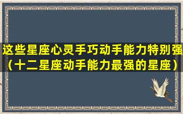 这些星座心灵手巧动手能力特别强（十二星座动手能力最强的星座）