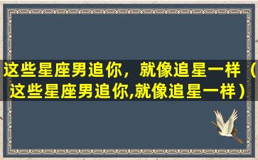 这些星座男追你，就像追星一样（这些星座男追你,就像追星一样）