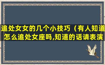 追处女女的几个小技巧（有人知道怎么追处女座吗,知道的话请表演一下）