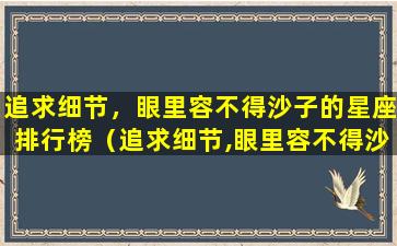 追求细节，眼里容不得沙子的星座排行榜（追求细节,眼里容不得沙子的星座排行榜）