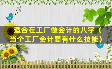 适合在工厂做会计的八字（当个工厂会计要有什么技能）