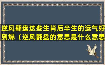 逆风翻盘这些生肖后半生的运气好到爆（逆风翻盘的意思是什么意思）